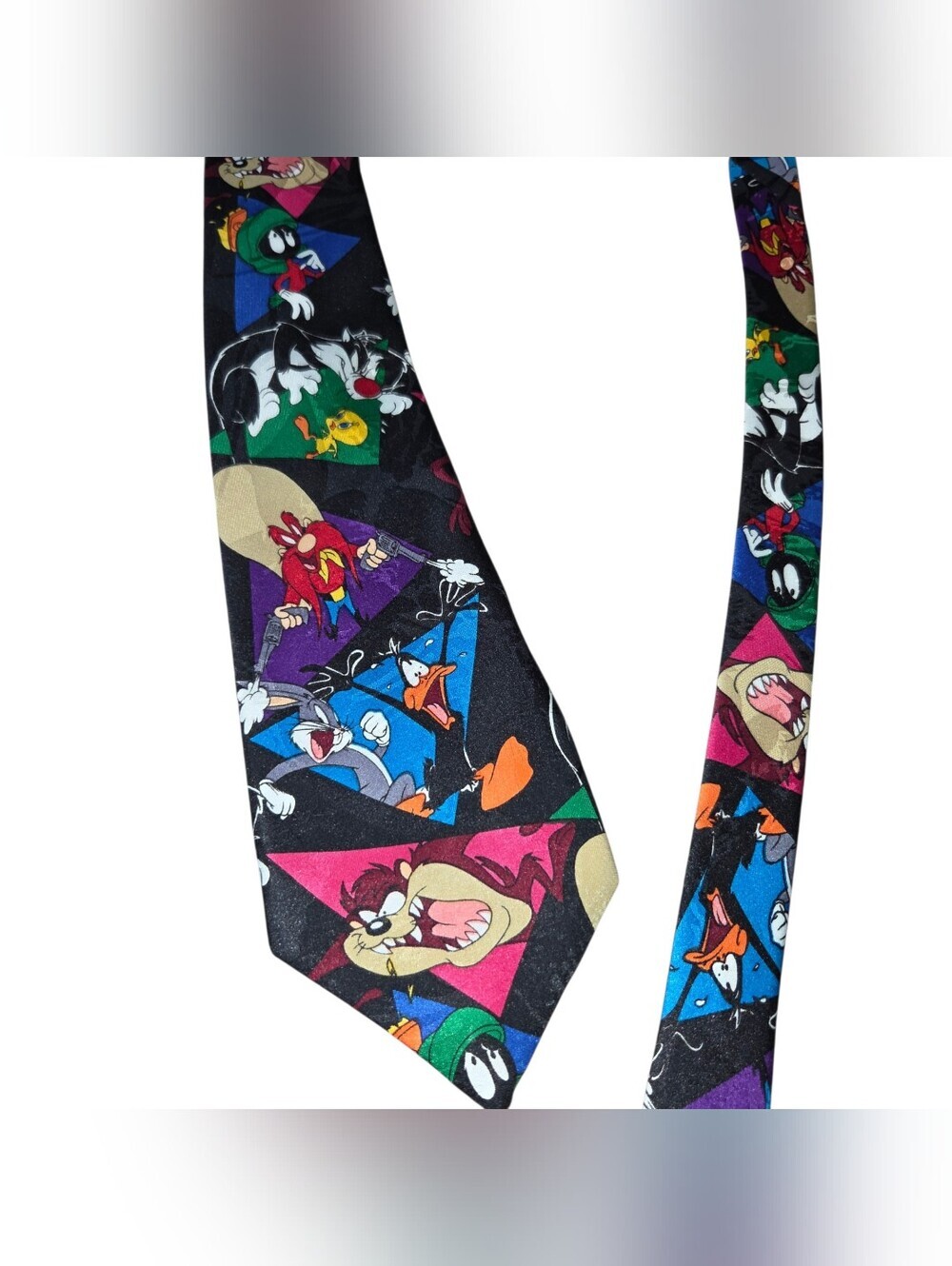 Warner Bros. Looney Tunes Character Black Tie with Multi-Color Panels - Picture 5 of 9
